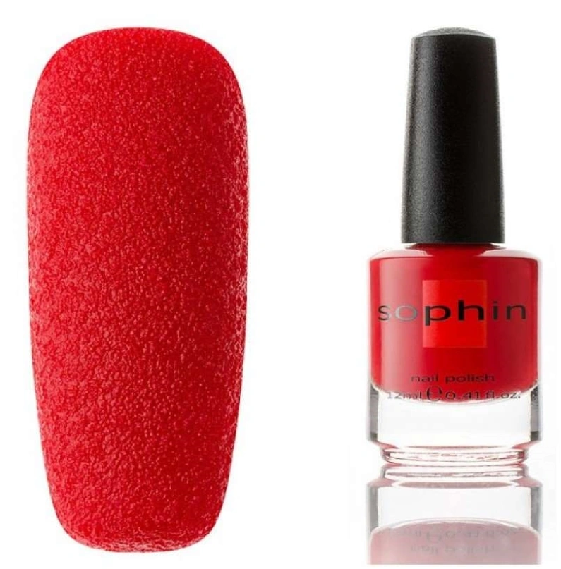 Текстурний лак Sophin Nail Lacquer №281 червоний з ледь вловимим сріблястим шиммером 12 мл