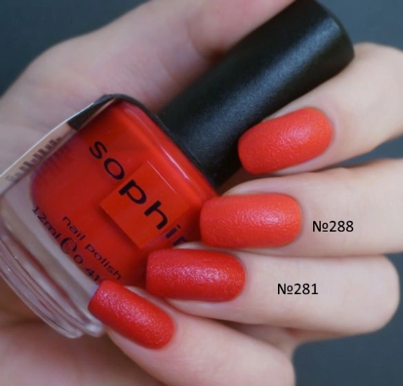Текстурний лак Sophin Nail Lacquer №281 червоний з ледь вловимим сріблястим шиммером 12 мл