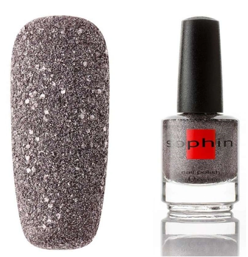 Текстурний лак Sophin Nail Lacquer №283 сталевий із шиммером та сріблястим гліттером 12 мл