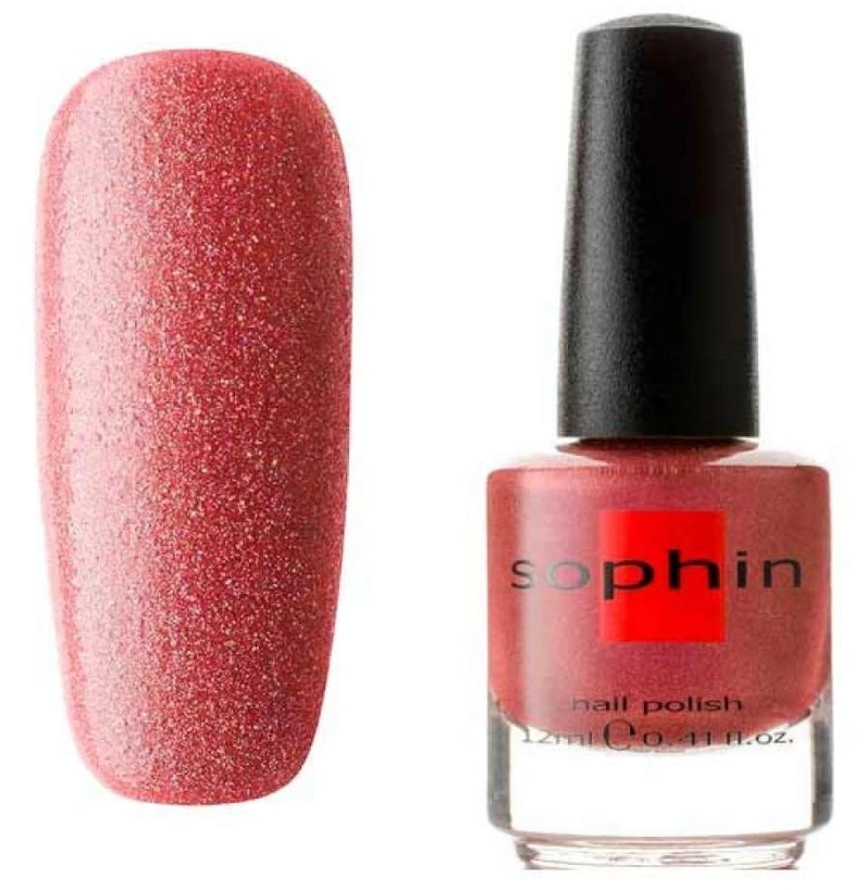 Текстурний лак Sophin Nail Lacquer №295 шоколадно-рожевий рідкий пісок із шиммером 12 мл