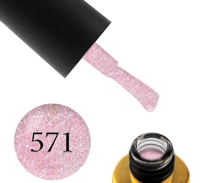 Гель-лак FOX Gel-Polish Dolls Princess 571 пастельно-рожевий із шиммером 6 мл