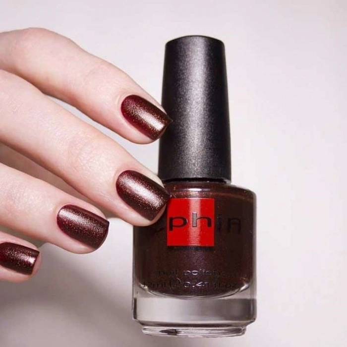 Лак Sophin Nail Lacquer №314 темно-бордовий із золотим шиммером 12 мл