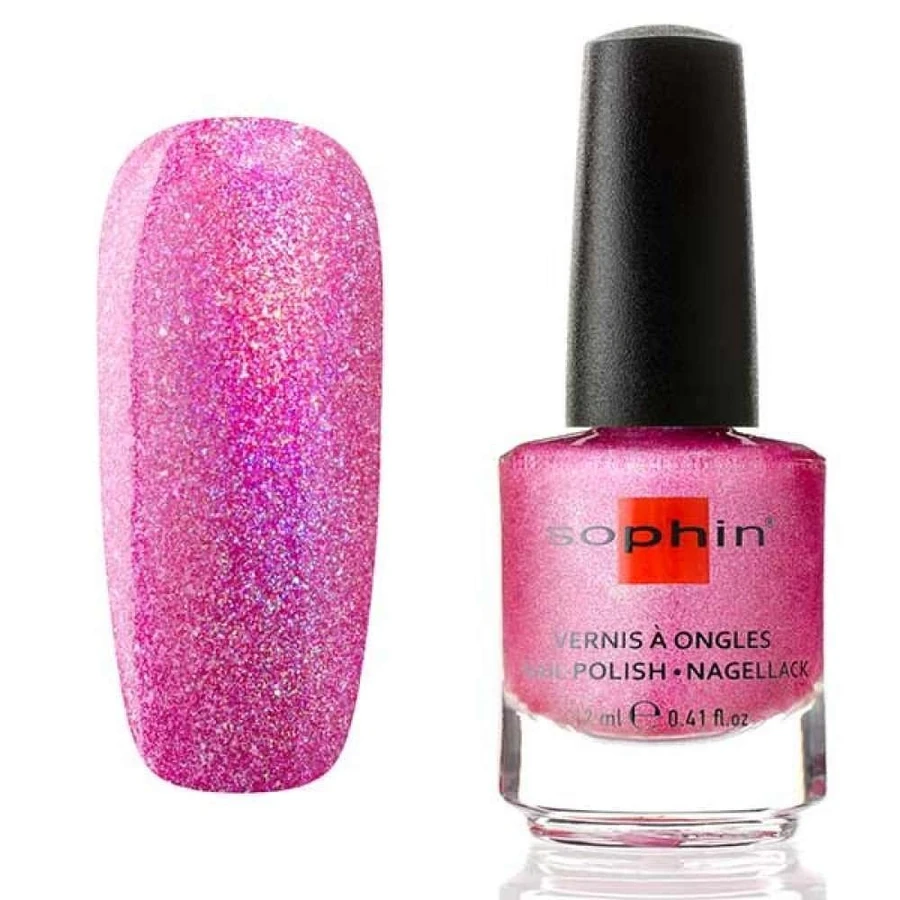 Лак Sophin Nail Lacquer №377 лилово-рожевий голографік 12 мл