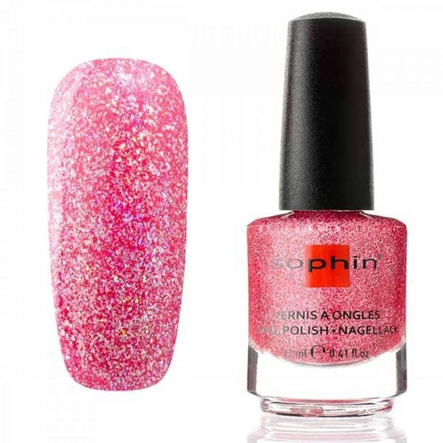 Лак Sophin Nail Lacquer №379 малиново-рожевий голографік 12 мл