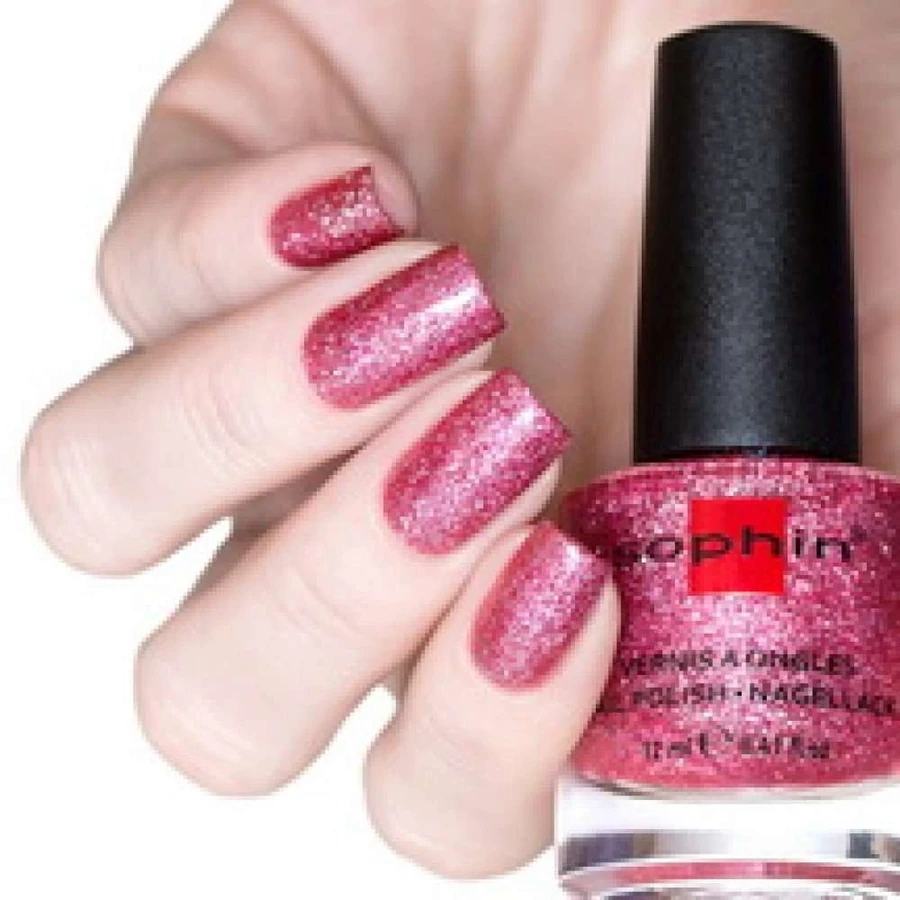 Лак Sophin Nail Lacquer №379 малиново-рожевий голографік 12 мл