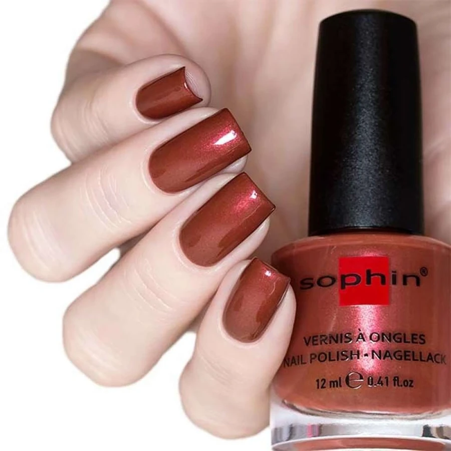 Лак Sophin Nail Lacquer №385 коричнево-бордовий із шиммером 12 мл