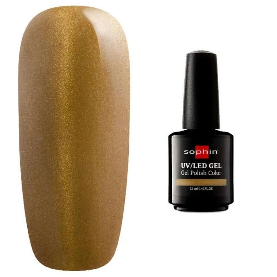 Магнітний гель-лак Sophin Gel Polish UV/LED №0711 Idol Eyes золотистий, напівпрозорий із шиммером 12 мл