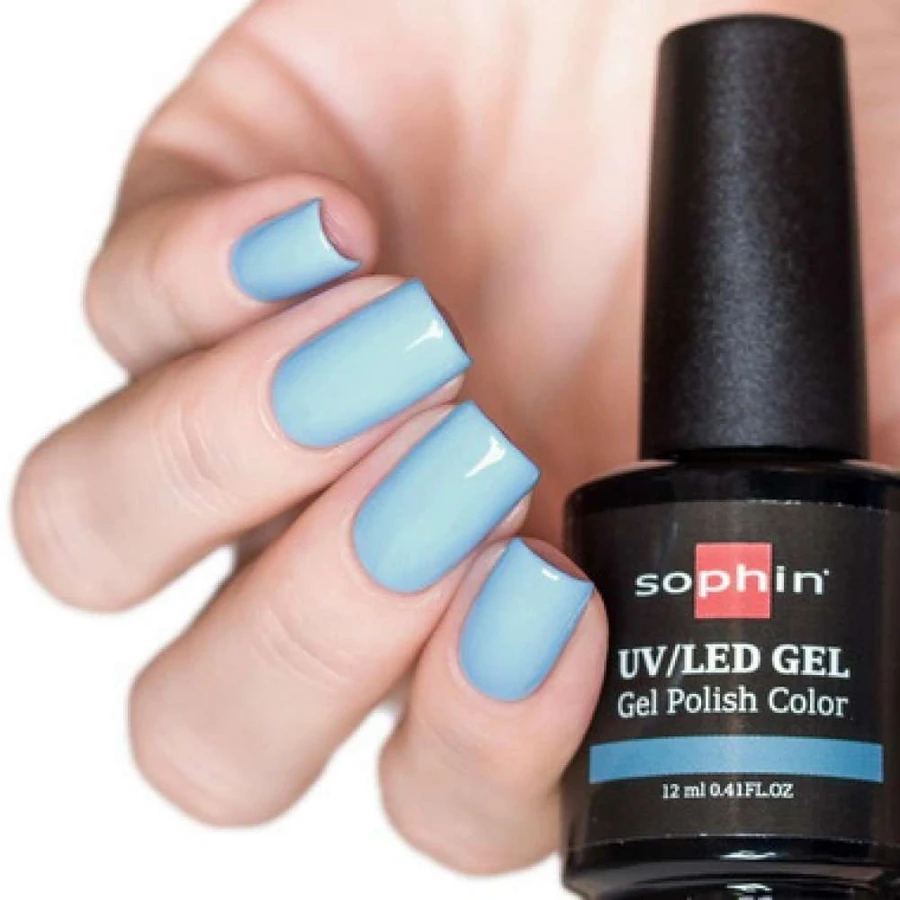 Гель-лак Sophin Gel Polish UV/LED №0713 Alpine Blue пастельно-блакитний, емаль 12 мл