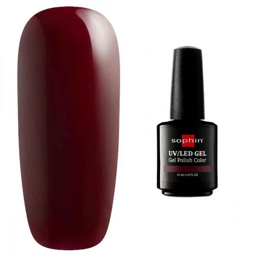 Гель-лак Sophin Gel Polish UV/LED №0718 Cherry Jam насичений бордовий, емаль 12 мл