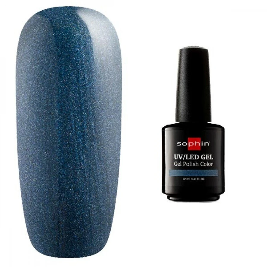 Гель-лак Sophin Gel Polish UV/LED №0735 Cosmic Blue темно-синій із шиммером 12 мл