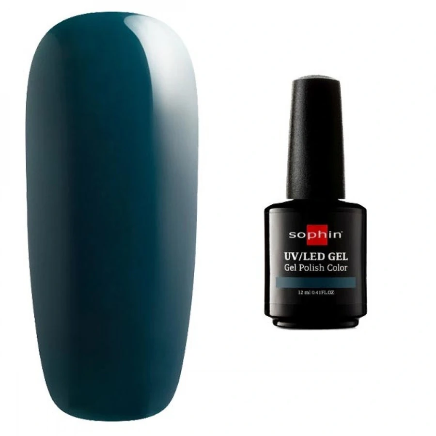 Гель-лак Sophin Gel Polish UV/LED №0736 Dark Emerald синьо-зелений, емаль 12 мл