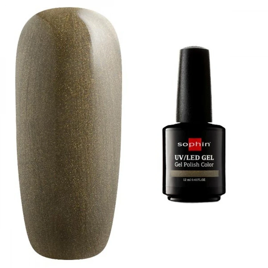 Гель-лак Sophin Gel Polish UV/LED №0737 Illusory Green оливково-коричневий із золотаво-зеленим шиммером 12 мл