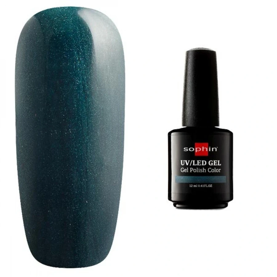 Гель-лак Sophin Gel Polish UV/LED №0739 Magic Green темний синьо-зелений із шиммером 12 мл