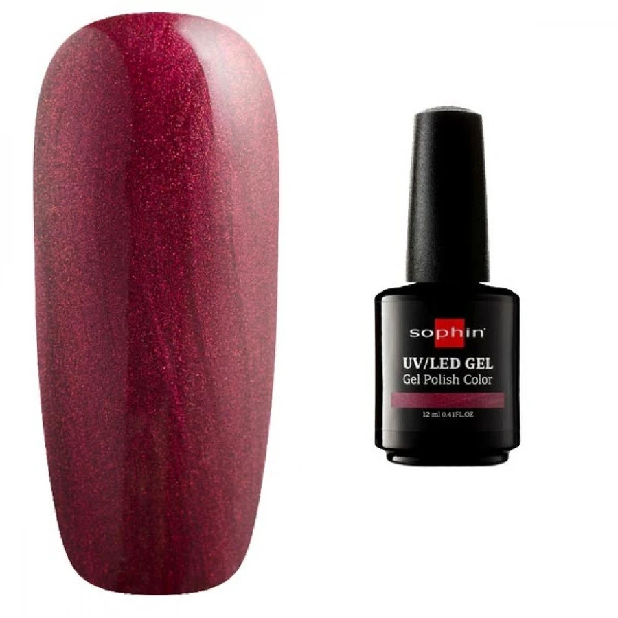 Гель-лак Sophin Gel Polish UV/LED №0742 Mulberry винний із шиммером 12 мл