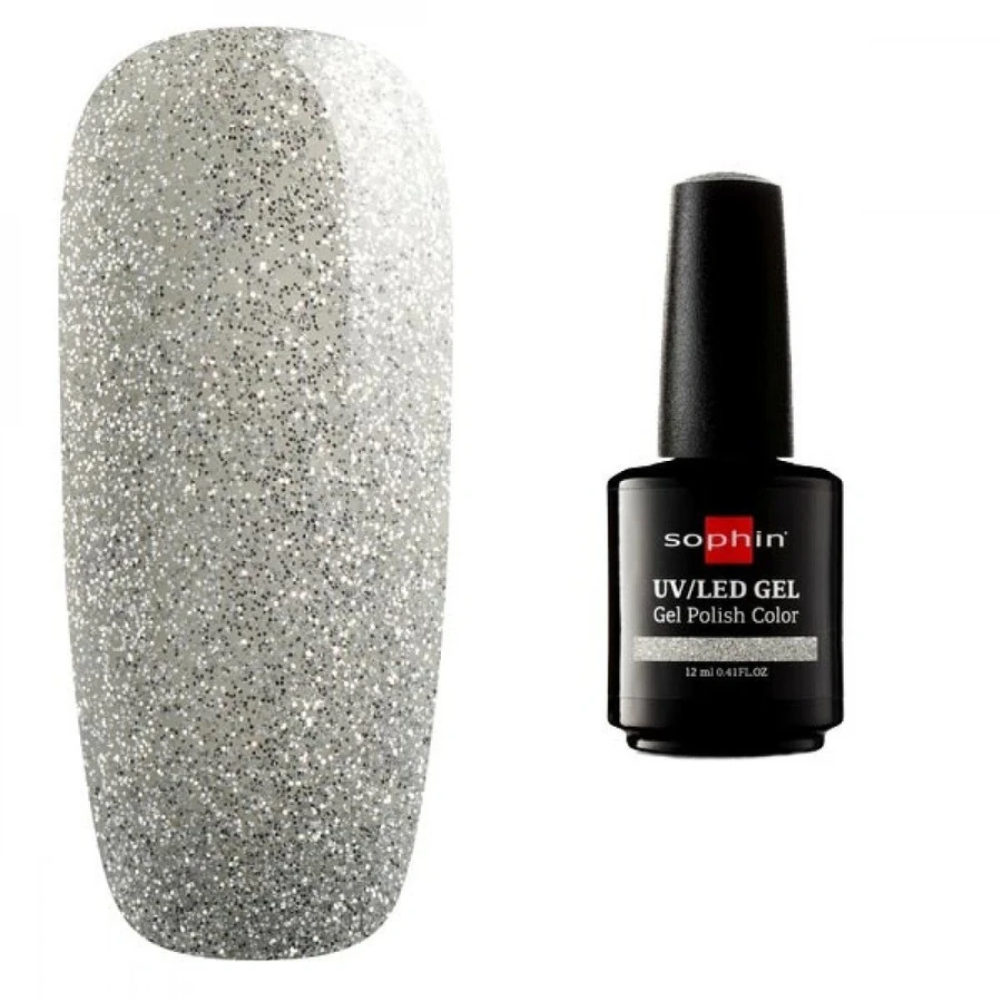 Гель-лак Sophin Gel Polish UV/LED №0743 Silver Sparkles сріблястий з шиммером 12 мл