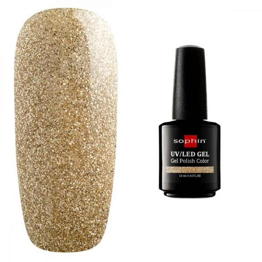 Гель-лак Sophin Gel Polish UV/LED №0744 Golden Sparkles золотистий із шиммером 12 мл