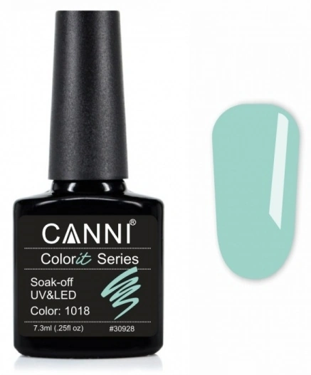 Гель-лак Canni Gel Polish Colorit №1018 ніжно-бірюзовий, емаль 7,3 мл