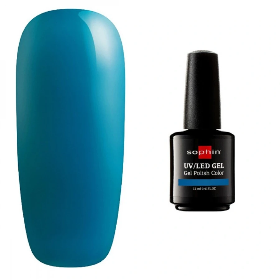 Гель-лак Sophin Gel Polish UV/LED №0762 Teal Stone яскравий бірюзово-тиловий, емаль 12 мл