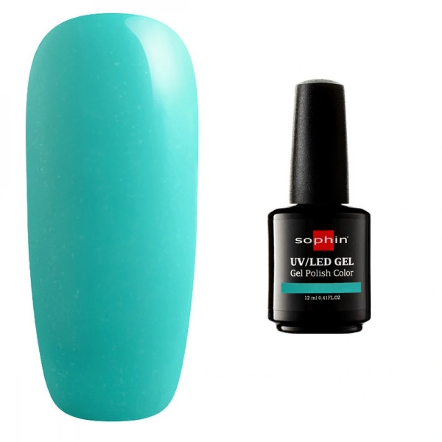 Гель-лак Sophin Gel Polish UV/LED №0763 Arctic Jade м`ятно-бірюзовий сріблястий шиммер 12 мл