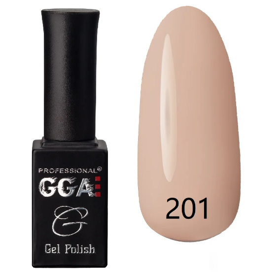 Гель-лак GGA Professional Gel Polish №201 бежево-рожевий, емаль 10 мл