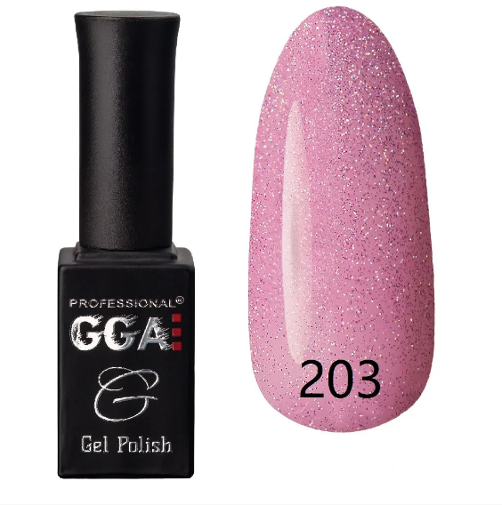 Гель-лак GGA Professional Gel Polish №203 рожевий із шиммером 10 мл