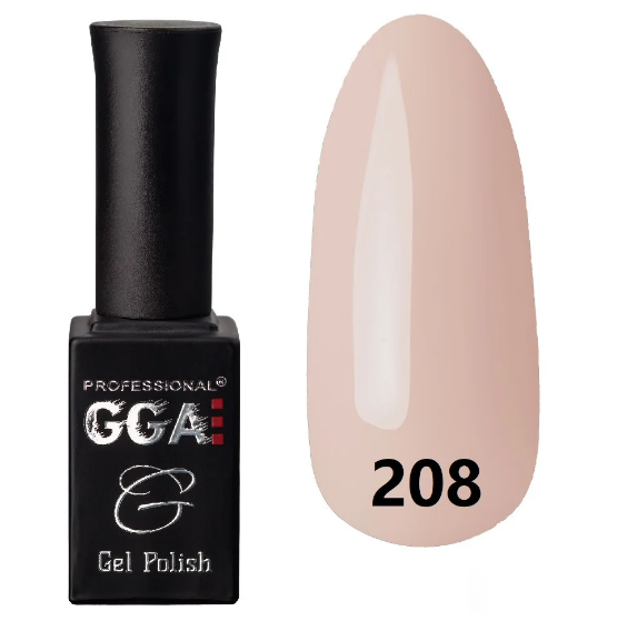 Гель-лак GGA Professional Gel Polish №208 блідо-рожевий, емаль 10 мл
