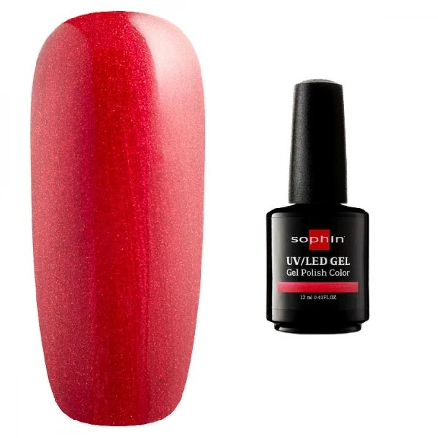 Гель-лак Sophin Gel Polish UV/LED №0714 Moulin Rouge темно-червоний із шиммером 12 мл
