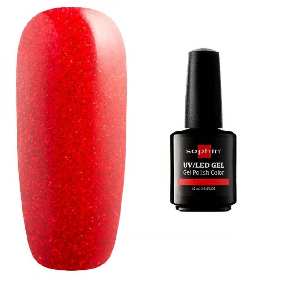 Гель-лак Sophin Gel Polish UV/LED №0741 Burlesque насичений червоний із шиммером 12 мл