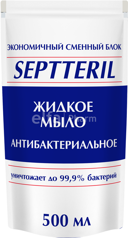 Рідке антибактеріальне мило Elfa Pharm Septteril Рідке мило дой-пак Антибактеріальне дой-пак 500 мл