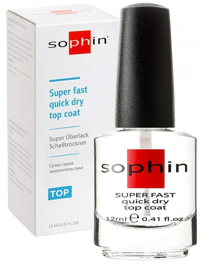Супер швидке сушіння + верхнє покриття Sophin Super Fast Quick Dry Top Coat 12 мл
