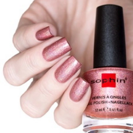Лак Sophin Nail Lacquer №378 рожево-бронзовий голограф з шиммером 12 мл
