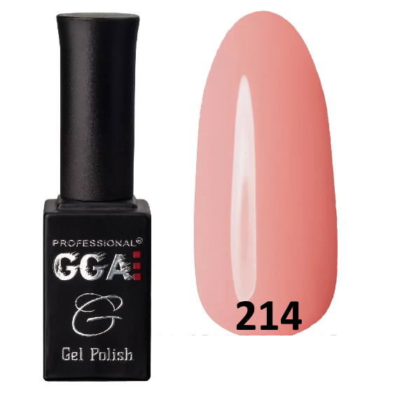 Гель-лак GGA Professional Gel Polish №214 персиково-рожевий, емаль 10 мл