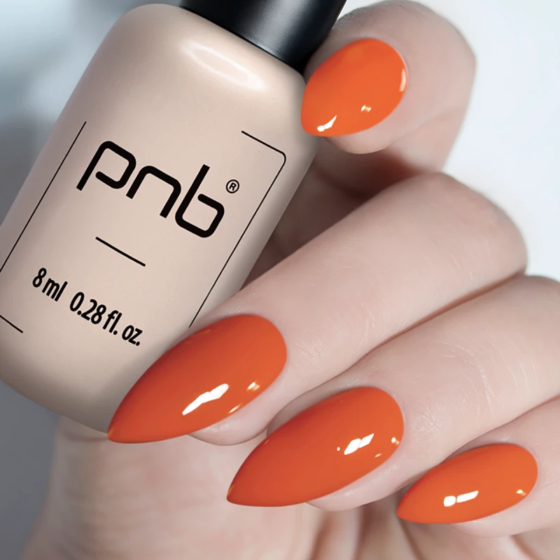 Гель-лак PNB Mini №270 Michelangelo морквяно-жовтогарячий, емаль 4 мл
