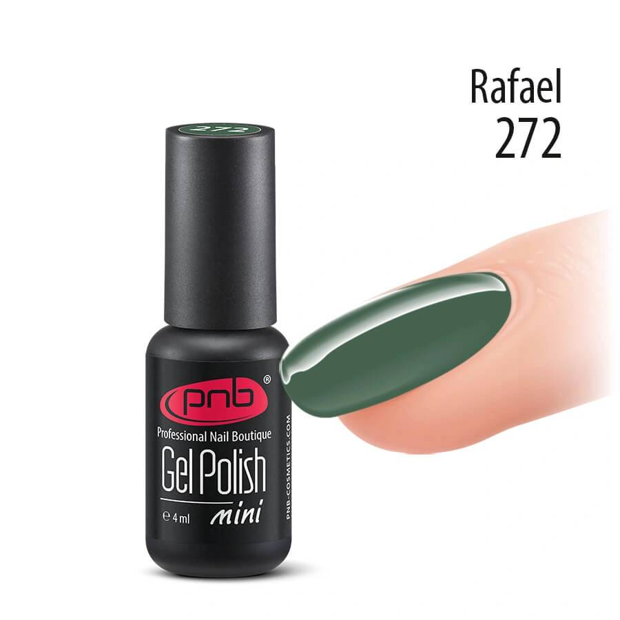 Гель-лак PNB Mini №272 Rafael оливково-зелений, емаль 4 мл