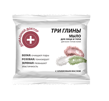 Мило для обличчя та тіла Три глини Домашний Доктор (The Doctor) Face and Body Soap Three Clays 70 г