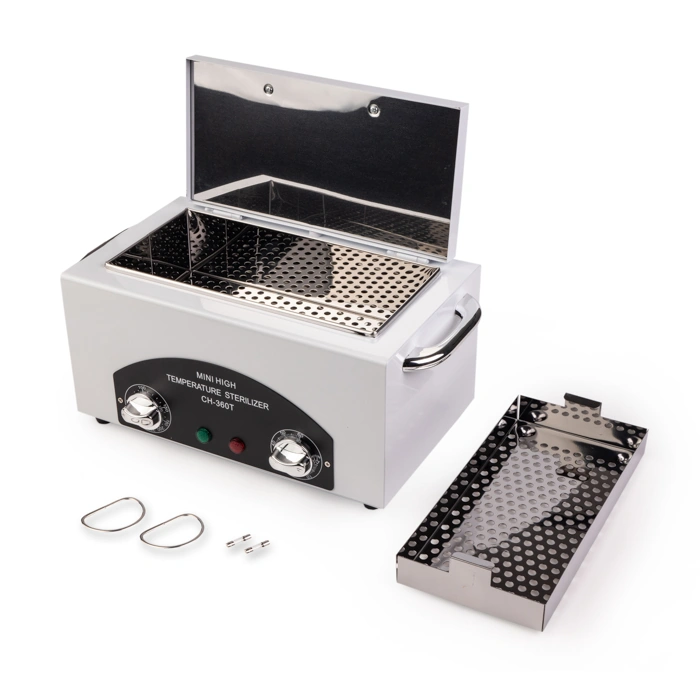 Сухожарова шафа Nail Perfect Sanitizing Box CH-360T Chrome біла з хромованими ручками