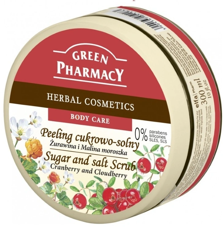 Цукрово-сольовий скраб Журавлина та Морошка Green Pharmacy Sugar-Salt Scrub Cranberry 300 мл