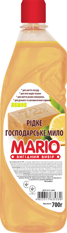 Рідке мило Маротех Господарське мило MARIO Лимон 700 мл