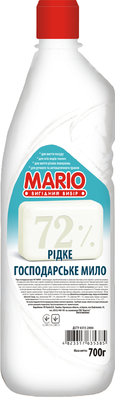 Рідке біле мило Маротех Господарське мило MARIO Біле 700 мл