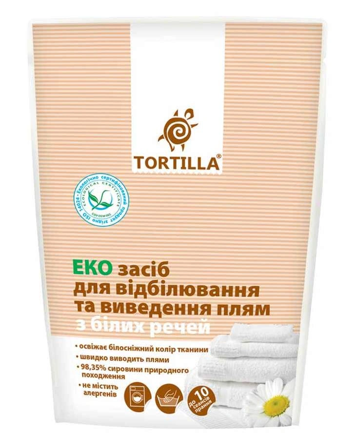 Засіб для виведення плям, відбілювання Tortilla Еко засіб для відбілювання та виведення плям з білих речей 200 г
