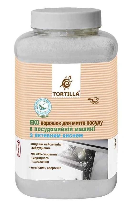 Засіб для миття посуду Tortilla Порошок для миття посуду в посудомийній машині Еко 1000 г
