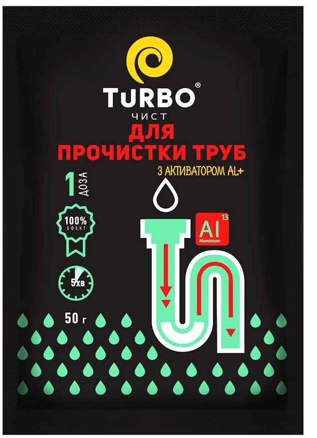 TURBOчист Гранули для прочищення каналізаційних труб із алюмінієвим активатором 50 г
