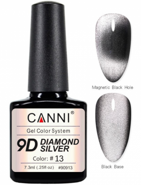 Гель-лак Canni 9D Diamond silver 13 котяче око 9D 7,3 мл
