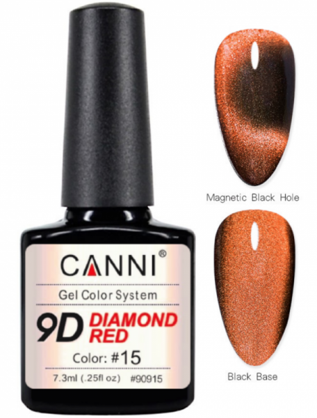 Гель-лак Canni 9D Diamond red 15 котяче око 9D 7,3 мл