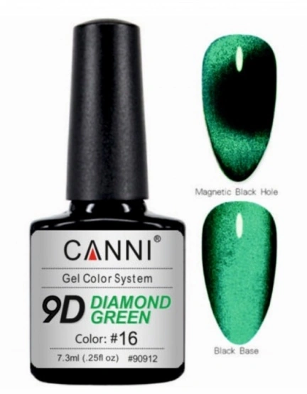Гель-лак Canni 9D Diamond green 16 котяче око 9D 7,3 мл