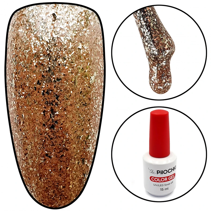 Гель-лак ThePilochki Gel Polish №1456 бронзовий з блискітками 15 мл