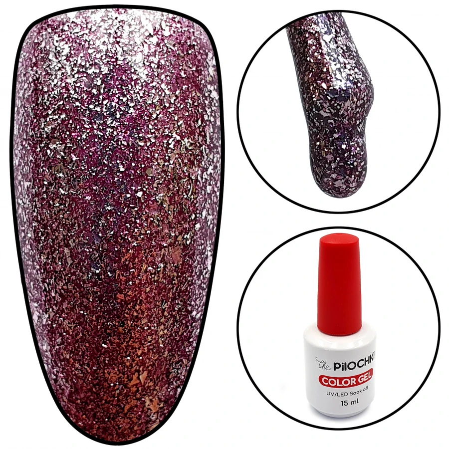 Гель-лак ThePilochki Gel Polish №1470 буряковий із срібною слюдою 15 мл
