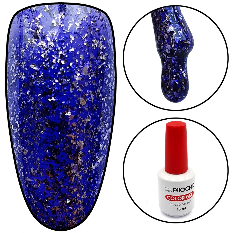 Гель-лак ThePilochki Gel Polish №1475 фіолетово-синій зі срібною слюдою 15 мл