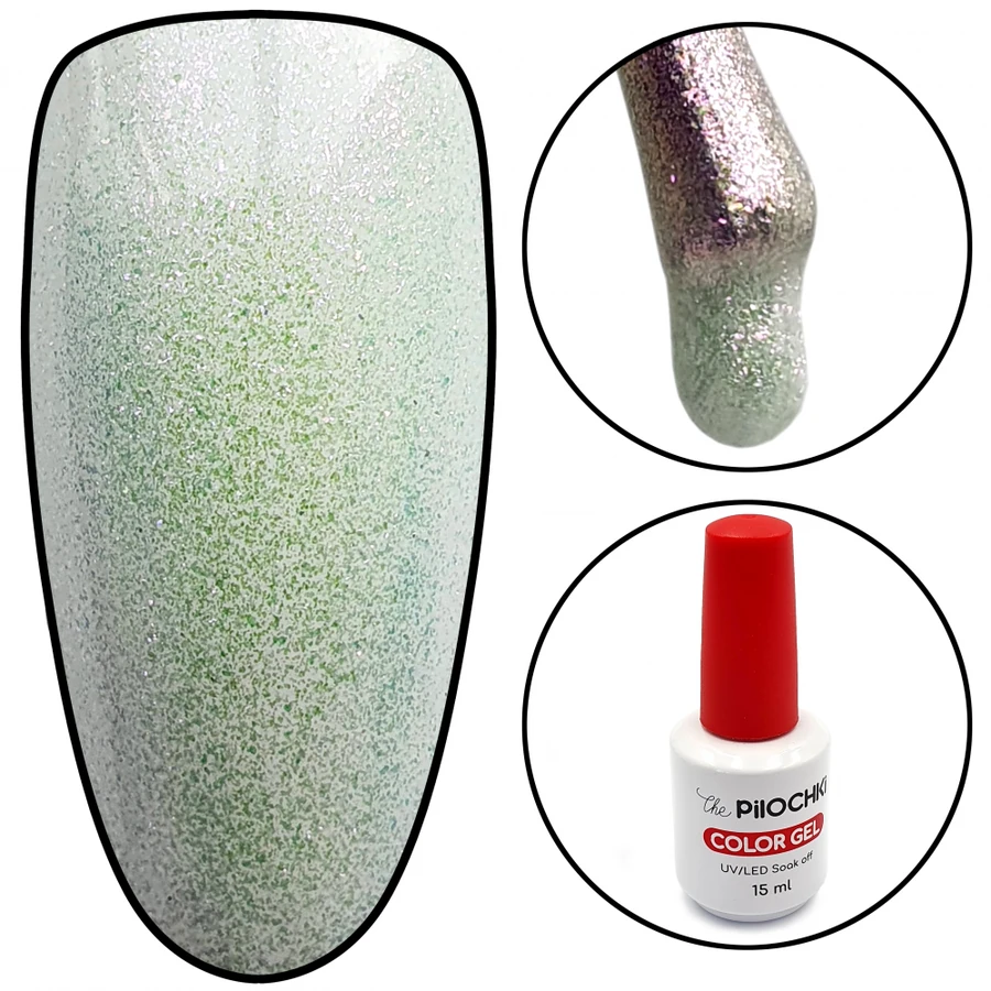 Гель-лак ThePilochki Gel Polish №1510 молочний з голографічними блискітками 15 мл