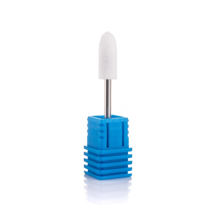 Насадка корундова Nail Perfect Nozzle Corundum Bullet 6 мм White куля велика подовжена